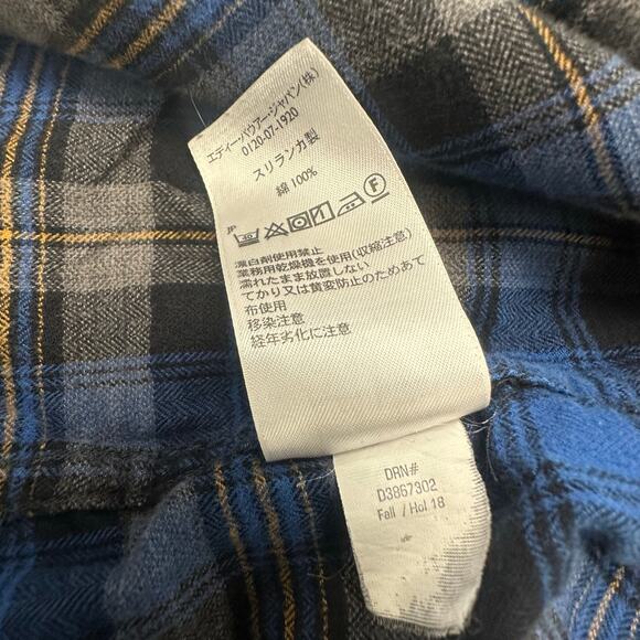 Eddie Bauer Flannel Shirt Blue Tartan Plaid Mens L Classic Fit Button Down - Picture 7 of 11